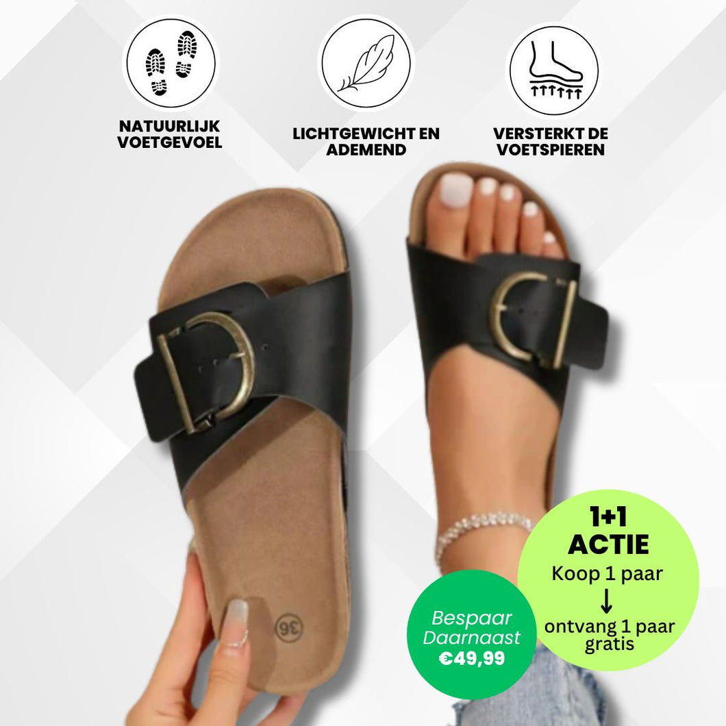 OrthoMia - Pijnsverlichtende kurk sandalen met bandjesontwerp voor dames – Speciale Actie 1+1 Gratis
